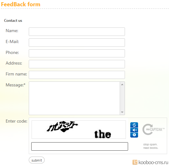 Demo ReCaptcha on SENDing feedback form
