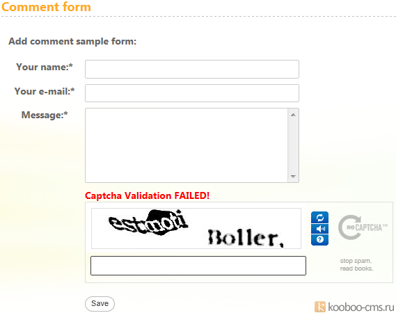 Demo ReCaptcha on Adding content