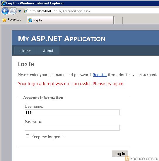 пример стандартного сайта asp.net